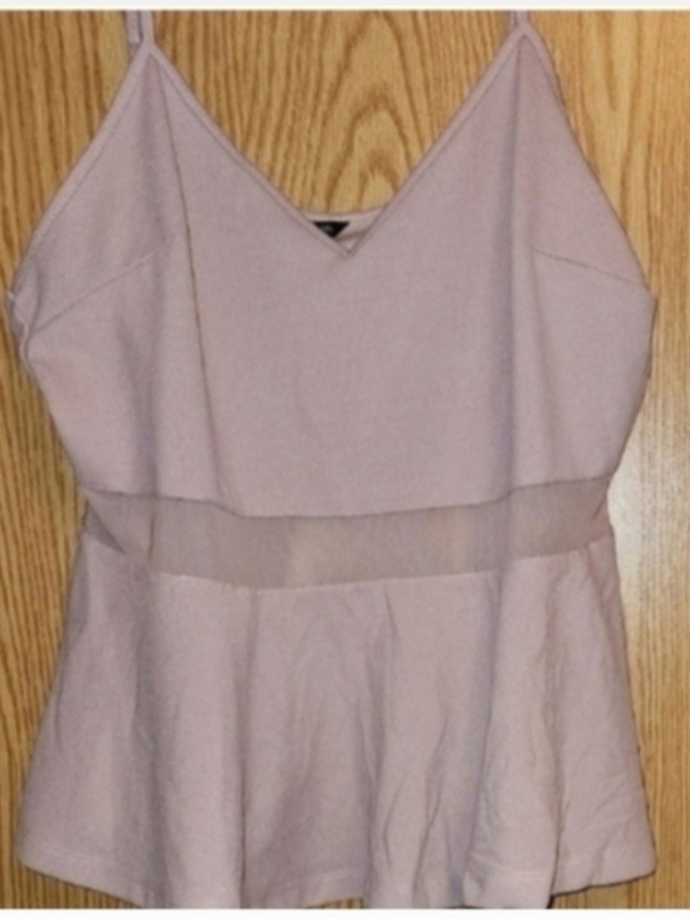 Women's Light Mauve V-Neck Peplum Cami Top